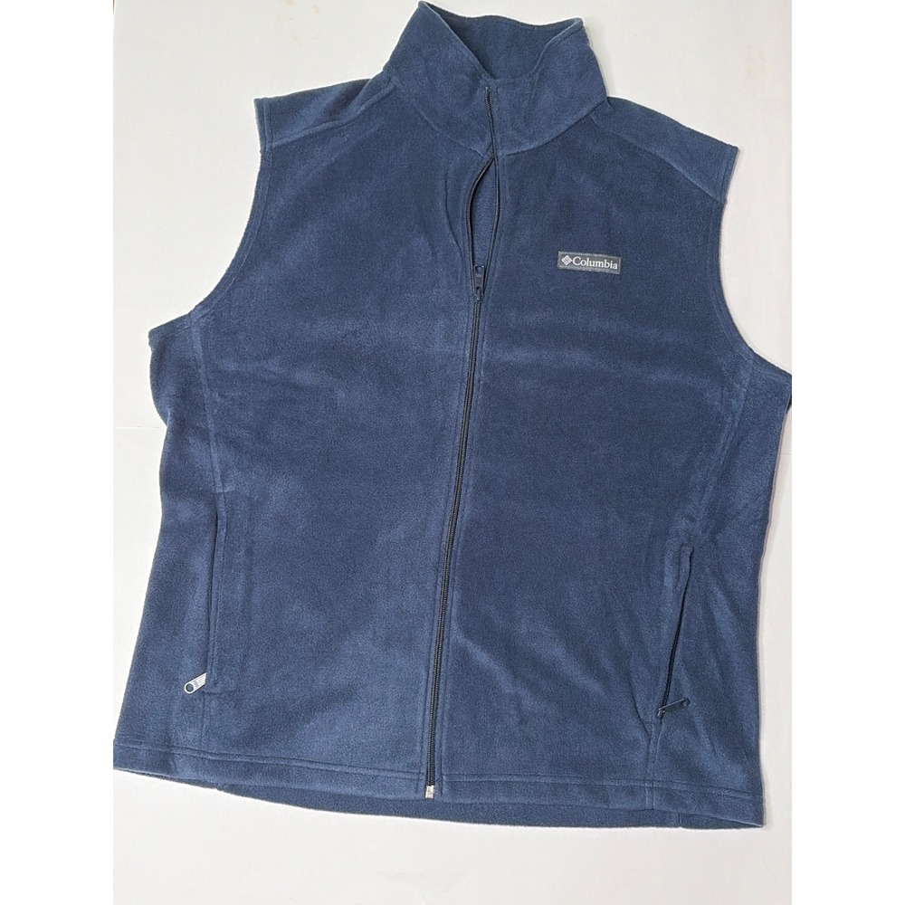 Columbia Mens Steens Mountain Fleece Vest Navy Blue Full Zip Size Large